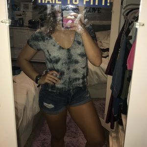 Navy tie dye crop top